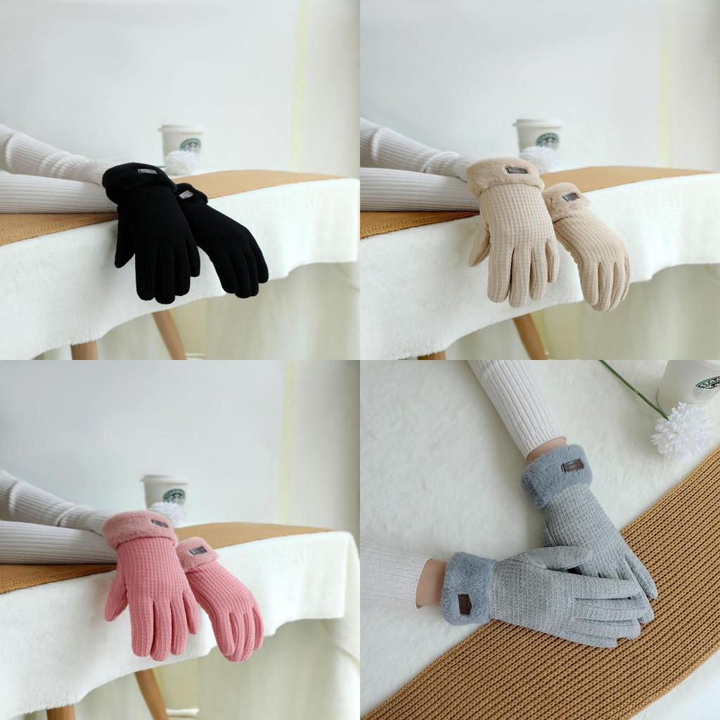 Winter Damen Flauschige Fahrradhandschuhe Mit Winddichtem Design Für Den Außenbereich