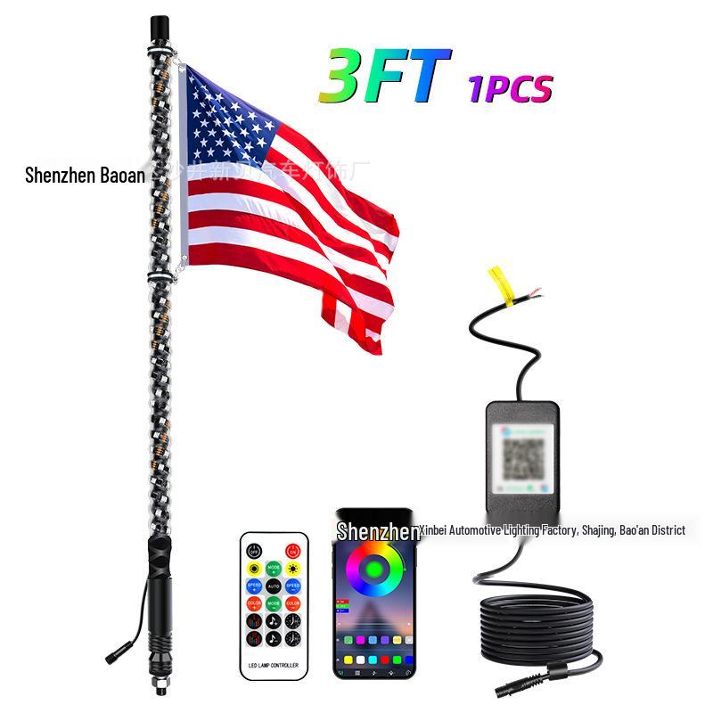 RGB Off-road Flagpole and Beach Atmosphere Light with Brake Function