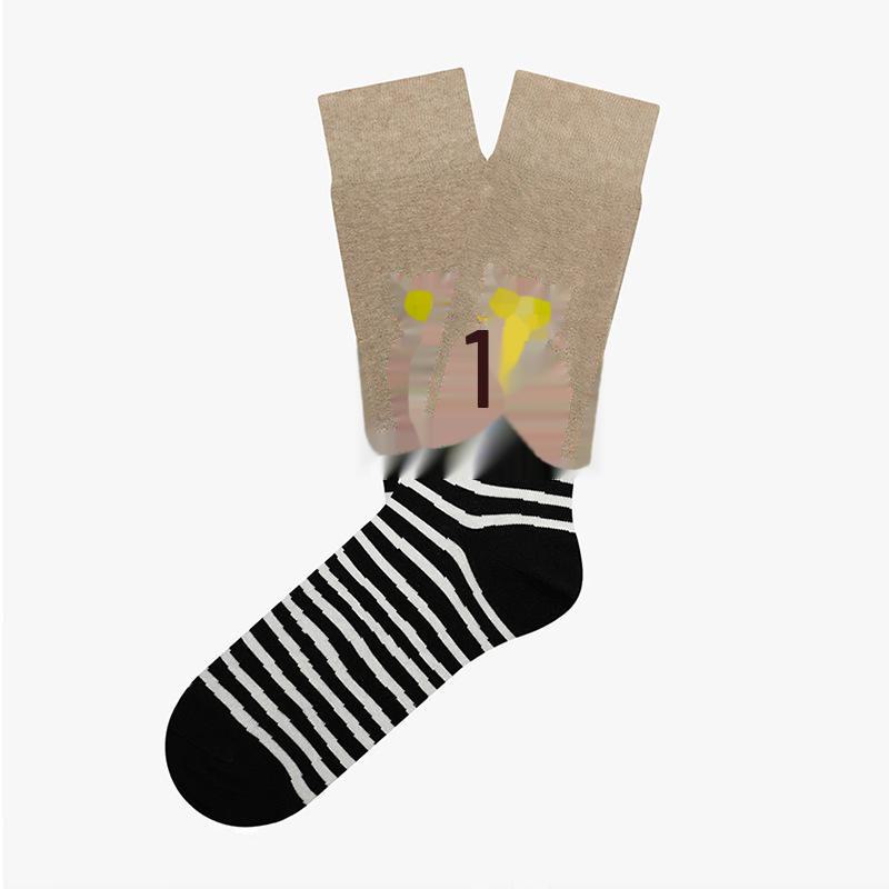 Creative Cartoon Animal Cat Jacquard Trendy Mid-Tube Cotton Socks for Couples