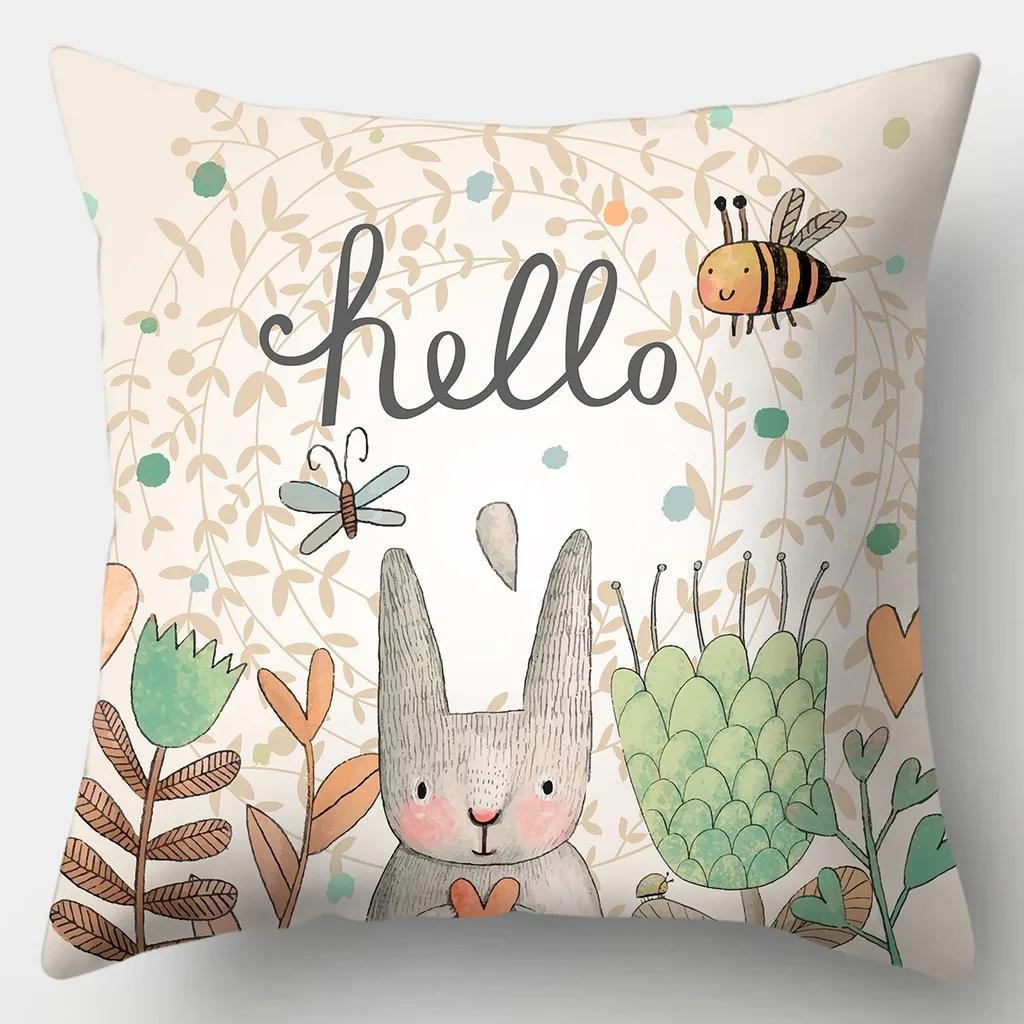 Creative Deer Pillowcase 45cmX45cm Square Sofa Pillow Cover Love Cushion