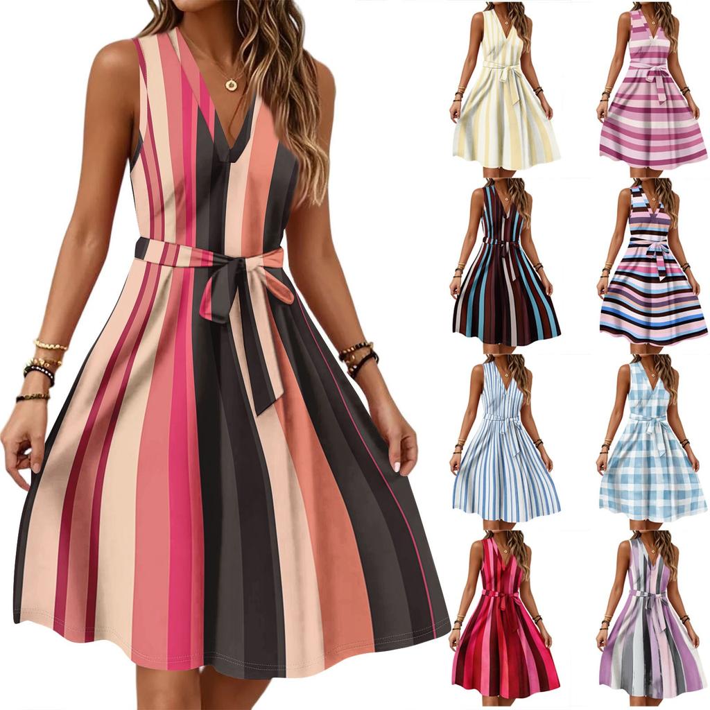Women's Summer Fashion Solid Color V-Neck Wooden Ears Waist Waist Vacation Casual Dress