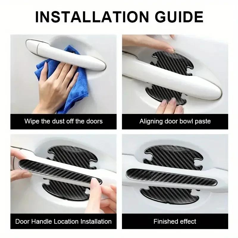 Car Door Handle Bowl Protective Stickers Carbon Fiber Pattern Decals Car Body Anti Collision Scratch Protector Sticker
