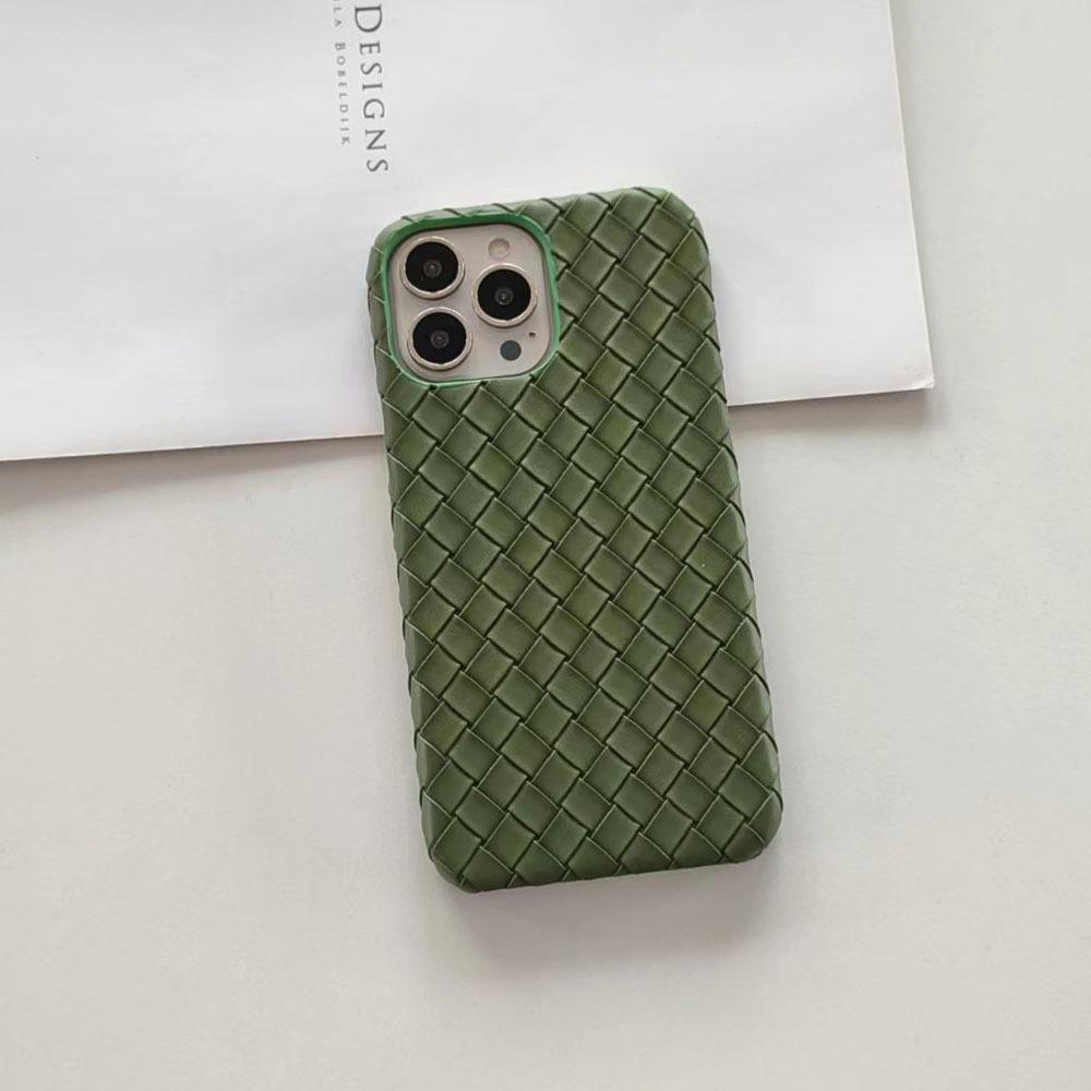 Applicable To iPhone17/15Pro Apple Mobile Phone Case Braided Pattern Solid Color Half Pack Anti-drop Heat Dissipation Hard PC Mobile Phone