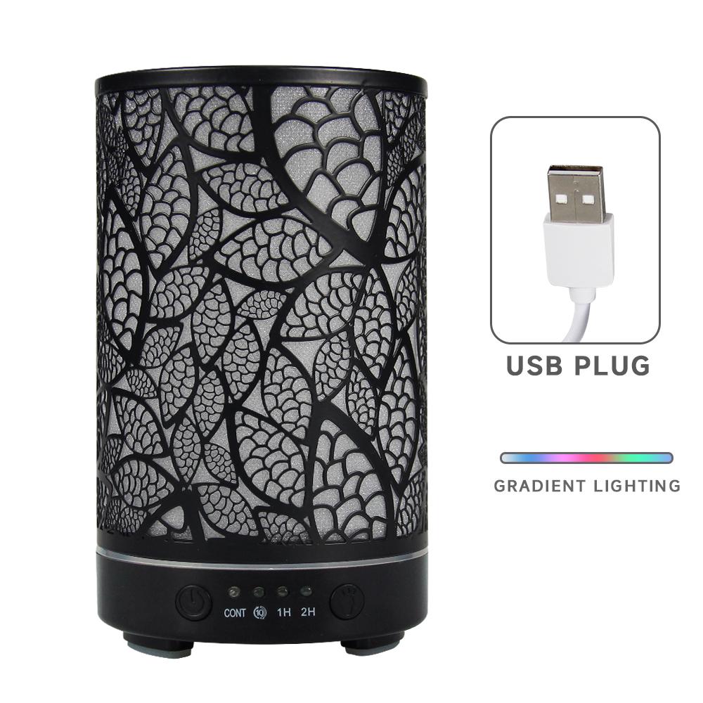 Decorative LED Night Light Timer Aroma Diffuser Hollow Leaves Ultrasonic Air Humidifier 7-color Atmosphere Lights for Bedroom