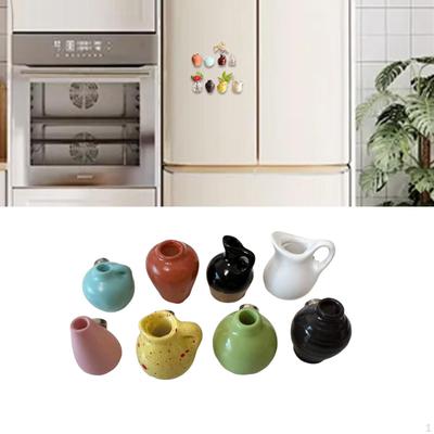 8 Stück Mini-Vase Kühlschrank-Ornamente Kühlschrank-Dekorationen Interessantes Harz Niedlich Dekorativ Klein Winzig