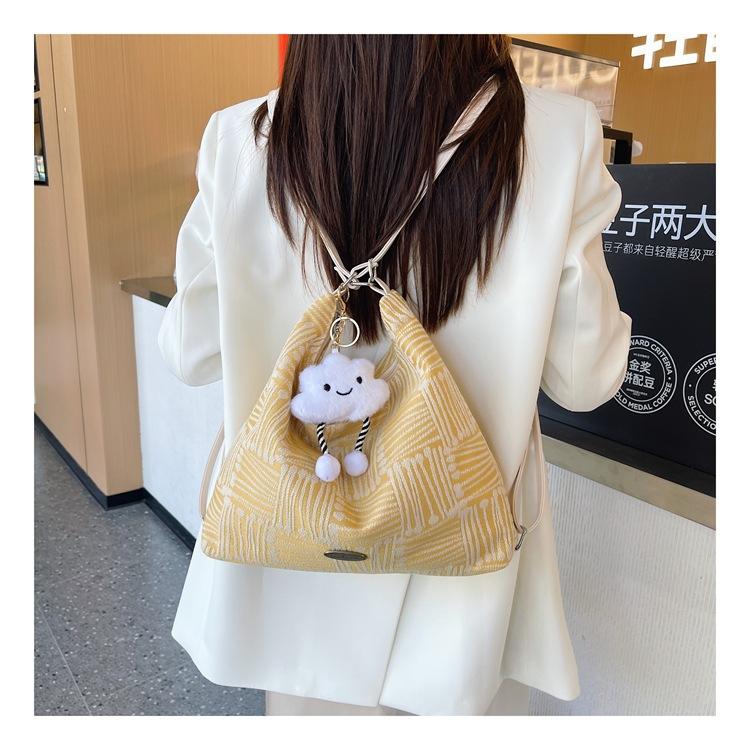 Canvas Fashion Striped Tote Bag Women's Bag High Sense Niche Women's Fresh and Sweet One Shoulder Crossbody Women's Bag