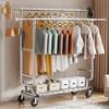 Heavy Duty Clothes Rack, Double Hanging Rod Clothing Garment Rack for Hanging Clothes, Adjustable Height and Extendable Length Clothing Rack with