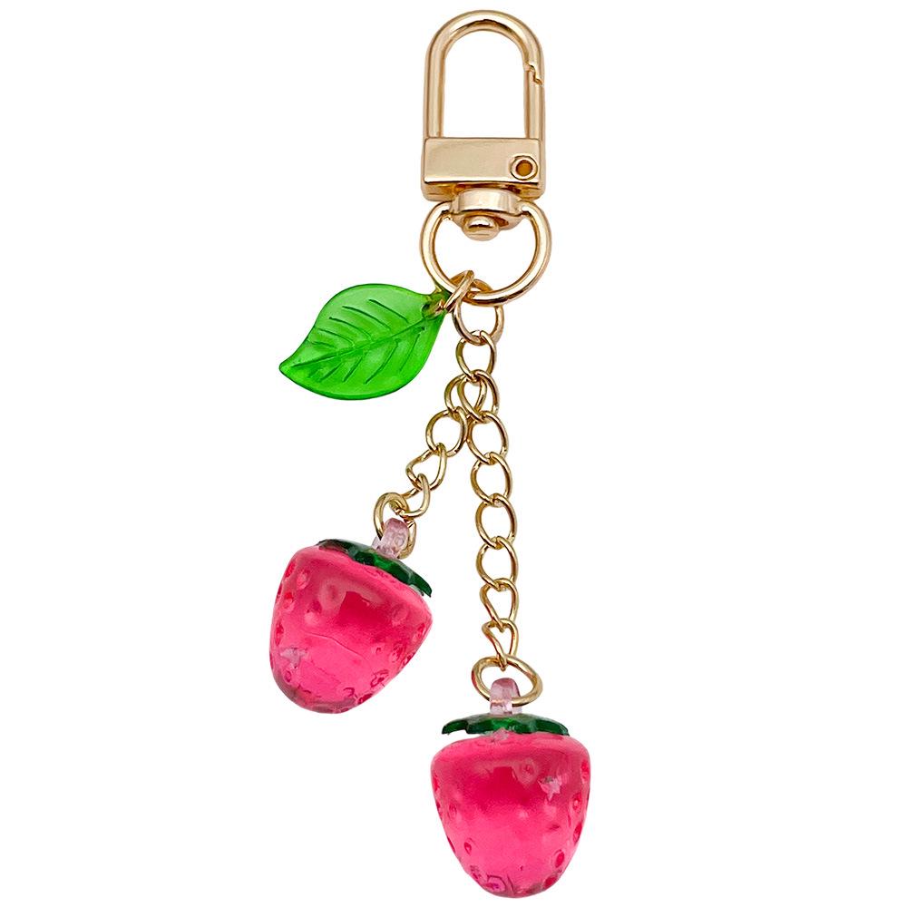 3D Strawberry Keychain: Fashionable Resin Fruit Bag & Car Ornament for Women