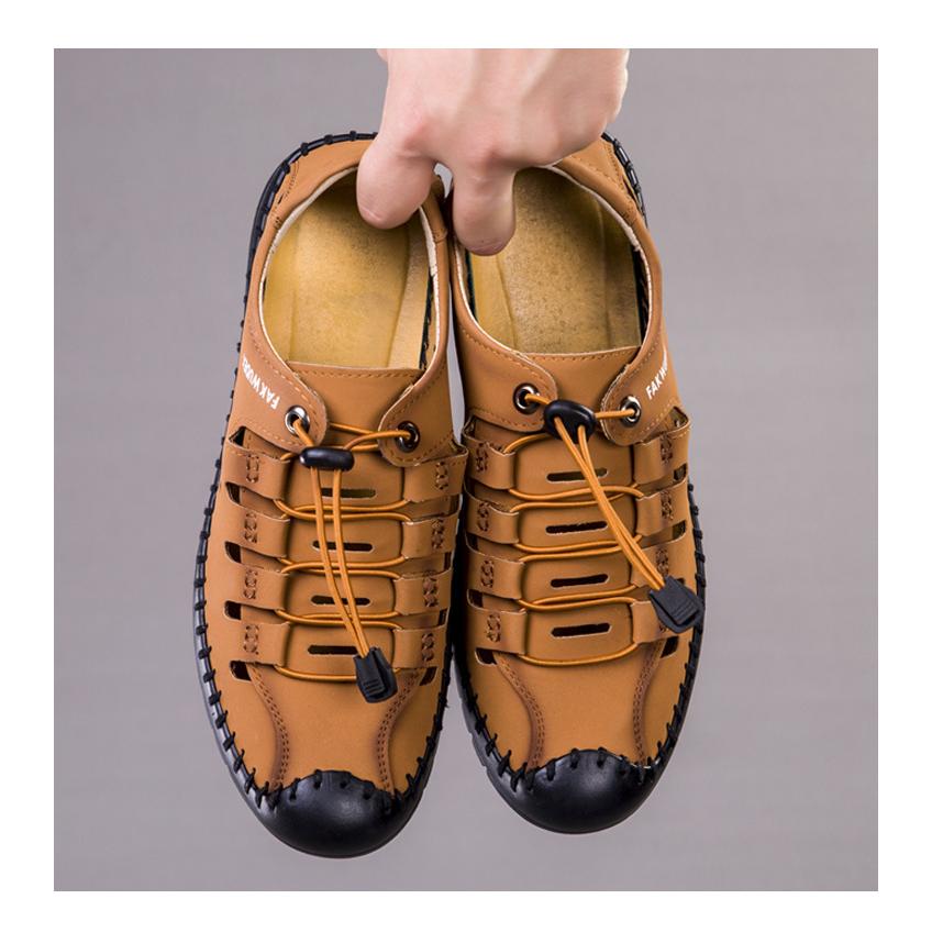 Sandali casual da uomo estivi, alla moda, traforati, traspiranti, scarpe basse, da lavoro, con suola morbida