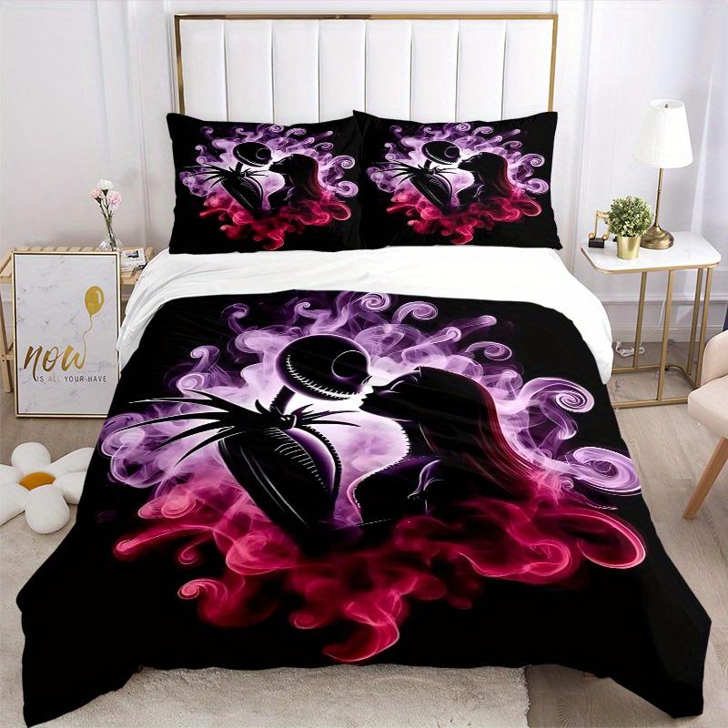 3pcs Romantic Sally Jack Bedding Set, Including 1 Quilt Cover and 2 Pillow Shams, Without Filling, Soft and Comfortable Home Bedroom Fabric, Fash