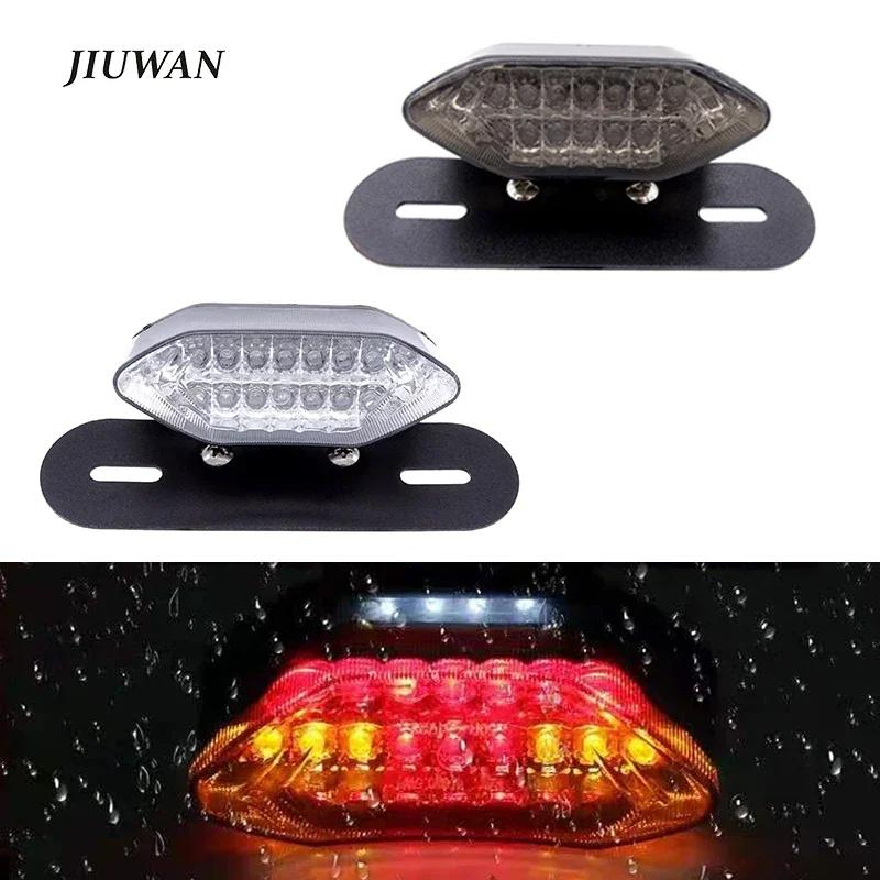 Motorcycle Black Base Brake Tail Turn Signal License Plate Light For Honda Kawasaki For Harley Scooter Taillight