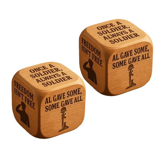 Veteran's Day Dice Handmade Wooden 6 Sides Decision Dice Veterans Souvenirs Appreciation Gifts for Patriotic Party Decoration