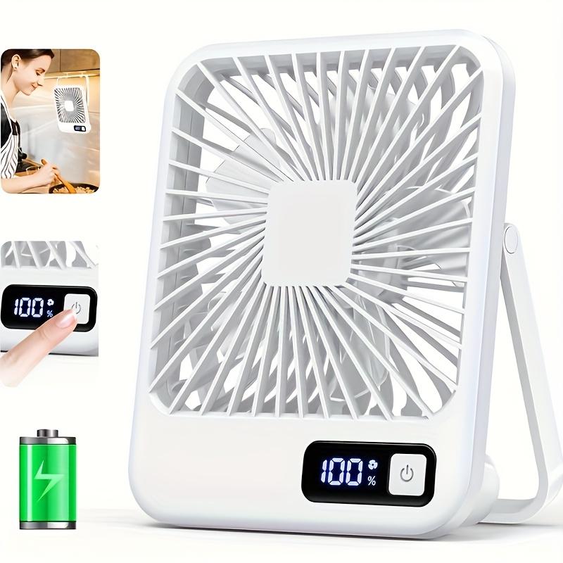 Ultra-quiet portable desk fan, 180 ° rotation, 5-speed adjustable wind, USB charging, power display - ideal for home, office, travel and outdoor use