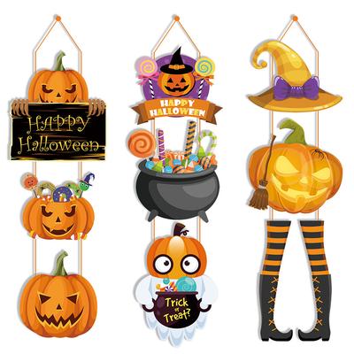 Halloween Pumpkin Witch Hat Hanger Cardstock Festive Ornament Indoor and Outdoor Halloween Accessory