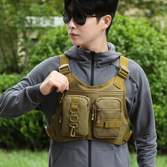 Outdoor Sports Chest Bag for Men Front Running Vest Bag with Multiple Compartments EDC Travel Chest Pack for Workout Cycling Hiking