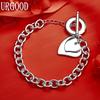 925 Sterling Silver Fashion Jewelry Double Heart Pendant Bracelet