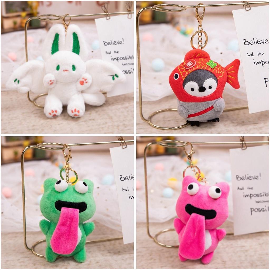 Flying Penguin Rabbit Plush Toy Keyring With Adorable Faces