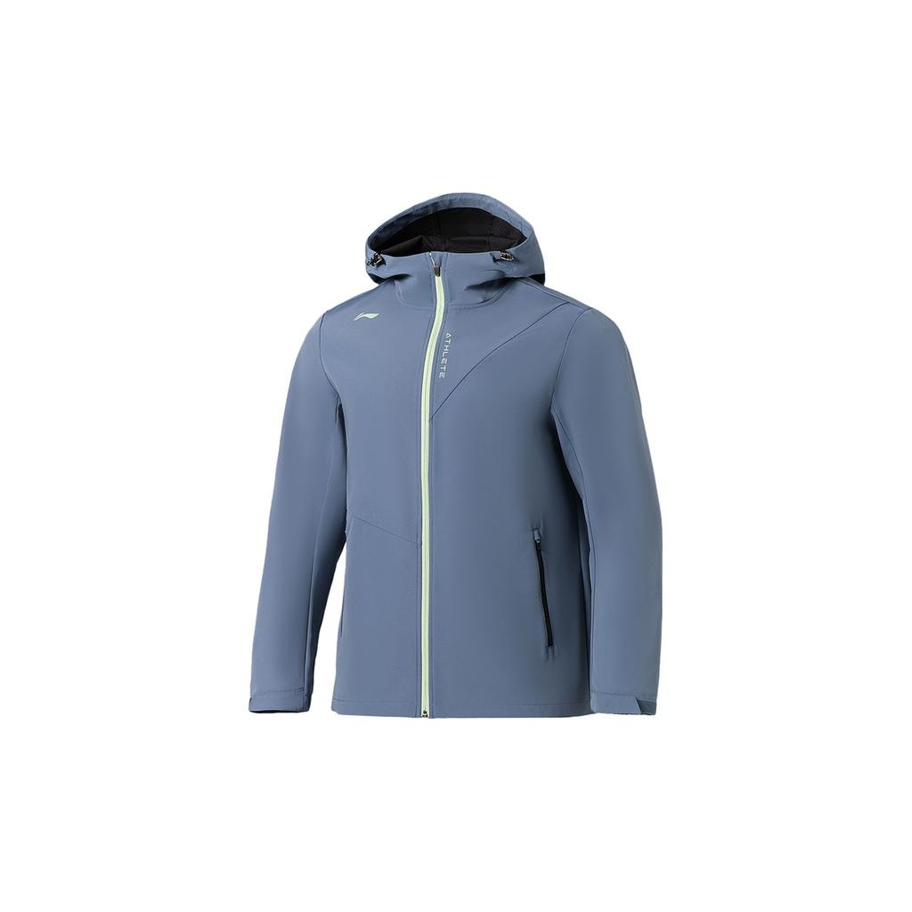 Li-Ning Fitness Series Solid Color Casual Sports Hooded Long Sleeve Jacket Men Jacket Lime-Blue AFDS005-2