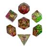 Cusdie Glass DND Dice Set 7-Die Handmade Shattered Glass D4-D20 Polyhedral Dice with Leather Box for Tabletop RPG Collection