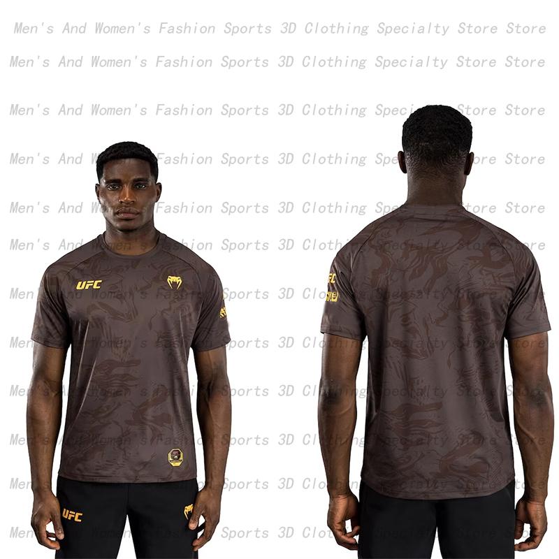 UFC World Boxing T-shirt Fighting Wrestling Match Top 3D Quick Drying Boxing Suit Men's and Women's Extreme Sports Short Sleeves