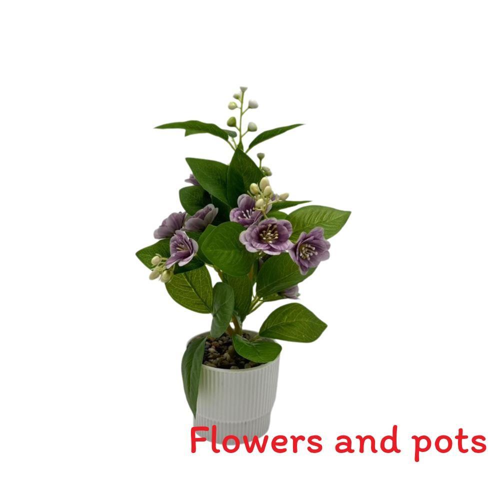 Jasmine Artificial Flower Potted Plant With Rain Flower Stone For Interior Decor