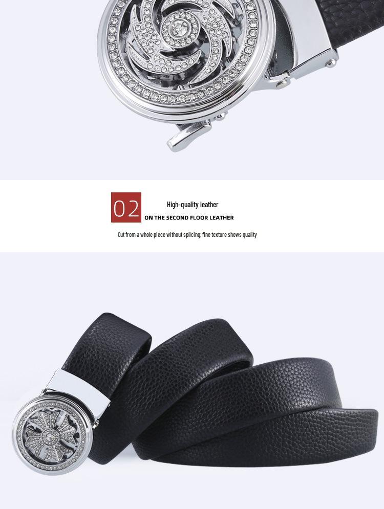 Pánský legovaný pásek z hovězí kůže s automatickou přezkou pro běžné a všestranné nošení