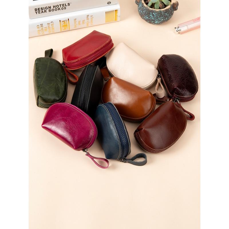 Cute Mini Leather Small Coin Purse High-end Sense First Layer Cowhide Coin Storage Bag Pendant Key Card Case