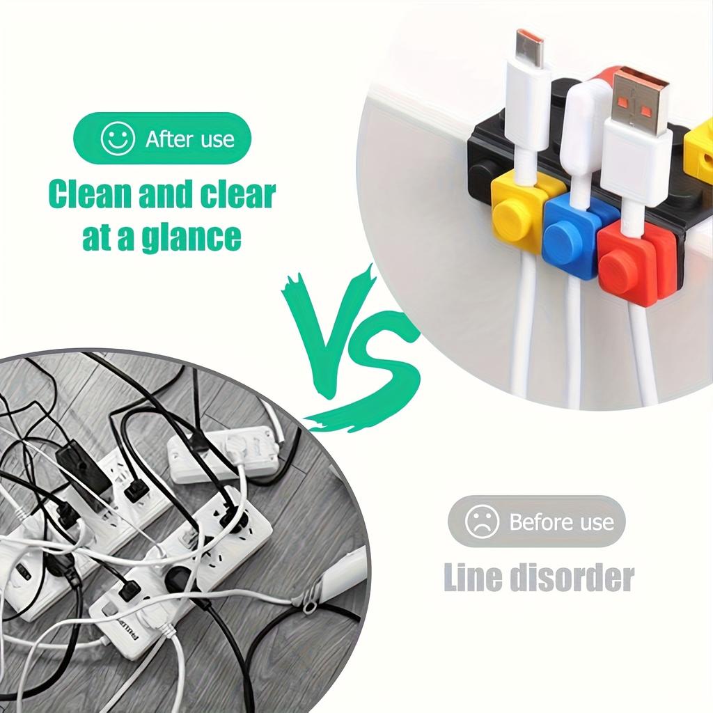 4/8 Pcs Cable Organizer Block Desktop/Wall-Mount Compatible, Securely Stores Phone Charging Cables, Anti-Slip Cord Management