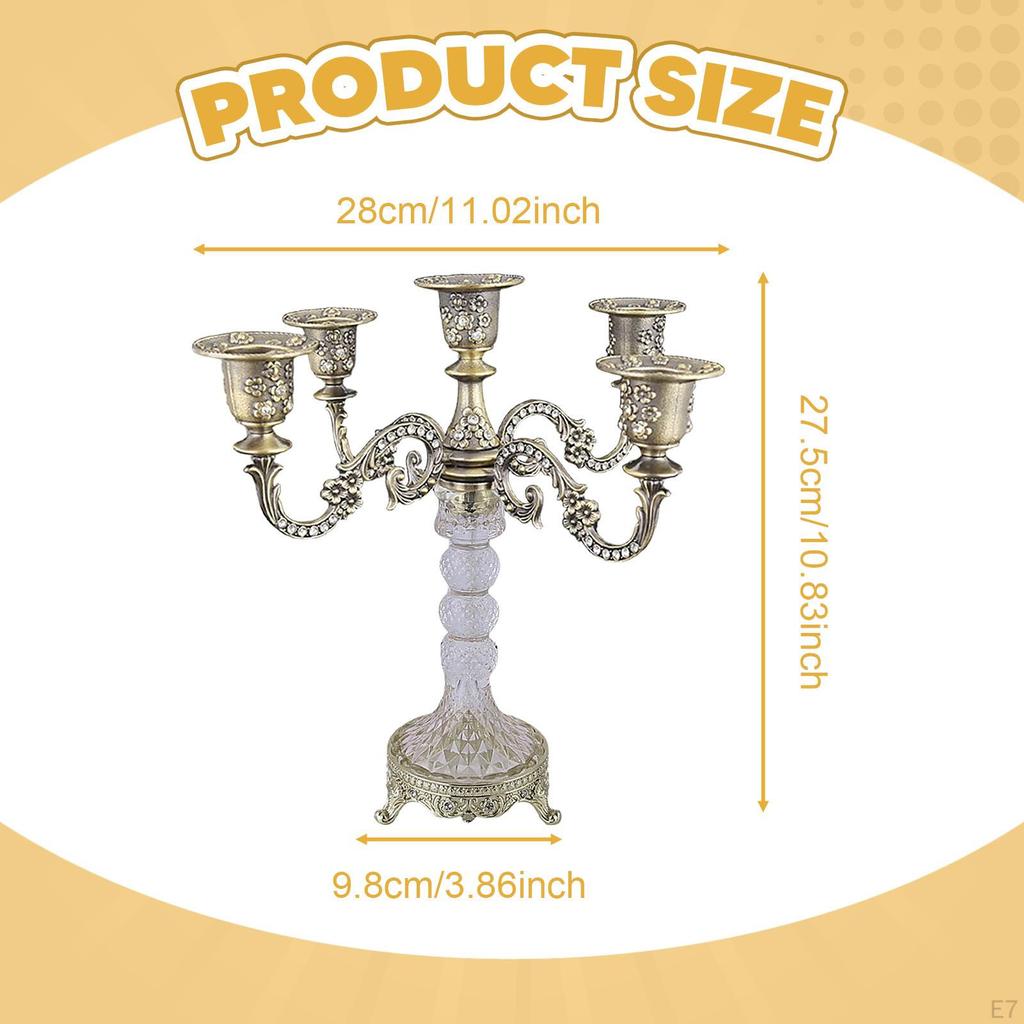 5 Arm Candle Holder, Candelabra, Modern Decorative Table Centerpiece, Stand for Bar, Dining