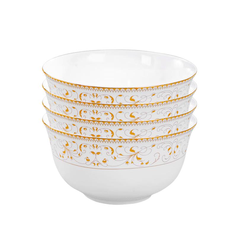 Haoya European Style Ceramic Rice Bowl Set 4.5 inch Rice Bowl (4-pack)