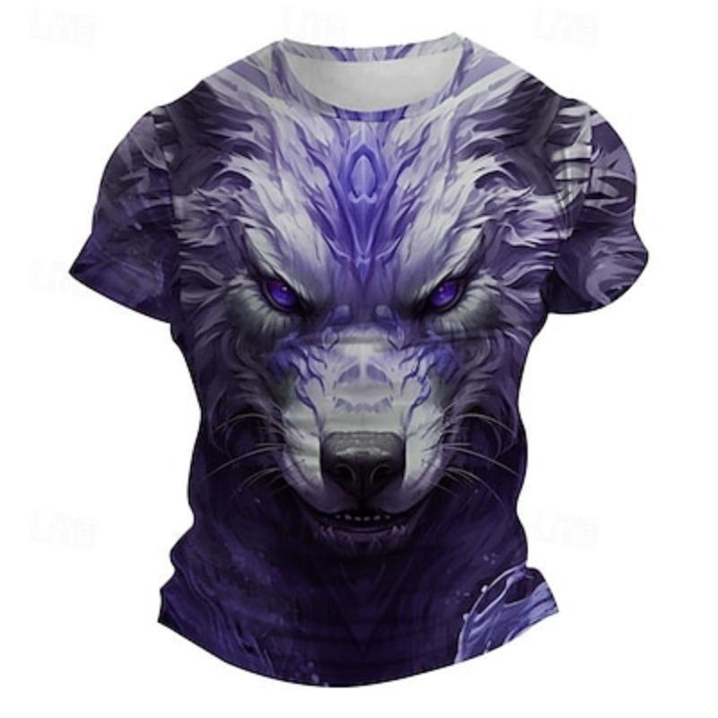 Men's Graphic Wolf T-shirt Short Sleeve T-shirt 3D Printing Crew Neck Shirt Subculture Sports Outdoor Vacation Summer Clothing