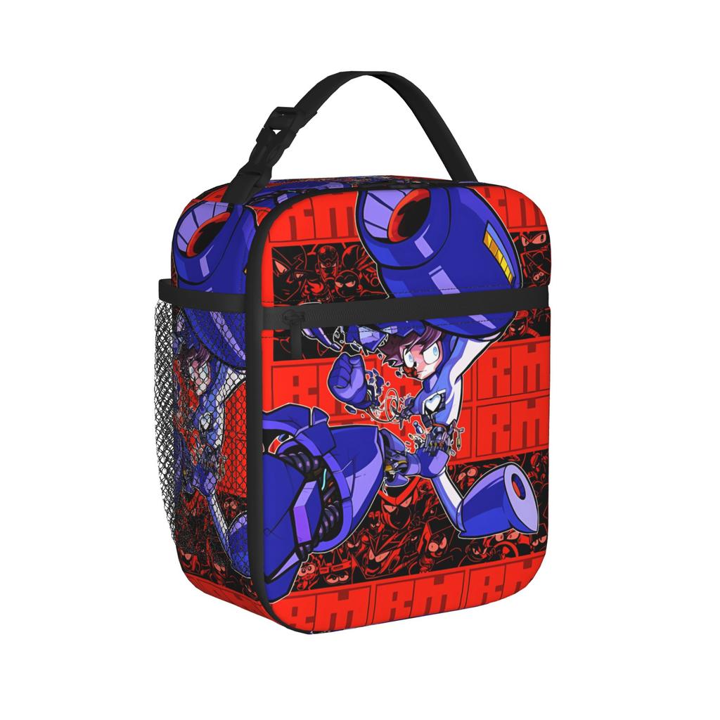 Mega Man Cartoon Lunch Bag For Child Travel Graphic Design Lunch Box Retro Oxford Thermal Tote Handbags