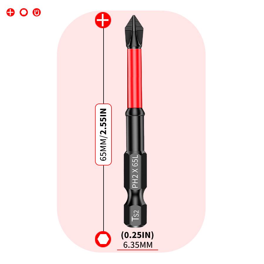 PH2 Magnetic Anti-Slip Phillips Screwdriver Bit Set, 25-150mm, High Hardness Electric Screwdriver Heads