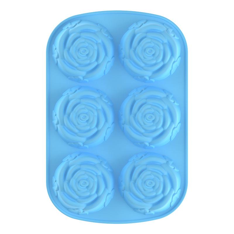 6-Cavity Silicone Mold for Baking, Pudding, Jelly, Mousse - 6-Petal Rose Shape