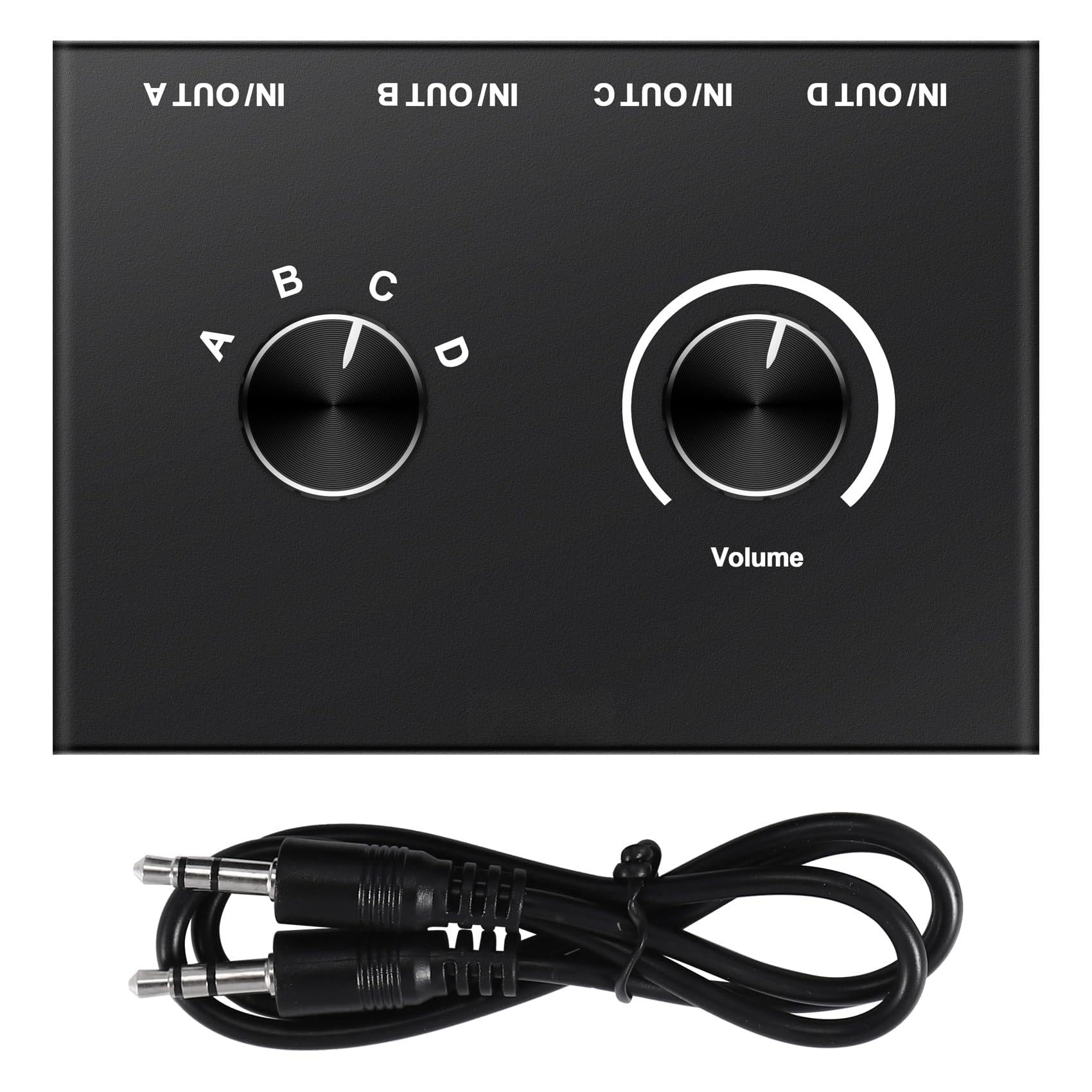 

Hcskoss Audio Selector Audio Switcher Stereo AUX Audio Selector 4 Ports Headphone Splitter 4 Input 1 Output Audio Splitter Switcher Selector Speaker чорний