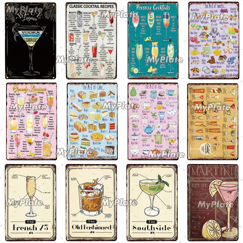 Cocktail Shots6 Metal Sign Vintage Plaque Beer Tin Sign Plate Wall Decor For Bar Pub Man Cave Bloody Poster Custom