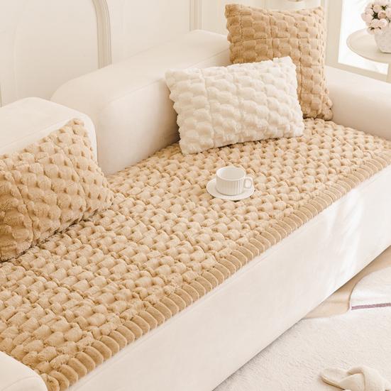 Thick Plush Couch Cover Fuzzy Pet Couch Cover Winter Non Slip Warm Sofa Slipcover Couch Protector for Multiple Cushions