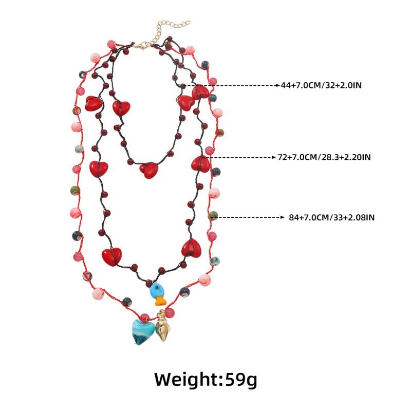 Boho Beach Necklace With Seashell Heart Charms Handwoven Multilayer Statement Jewelry Women Men 2025