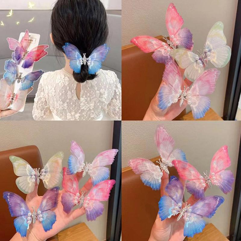 Colorful Glitter Big Butterfly Hair Clip Beautiful  Wings Pearl Hairpin For Girls Sweet Hairgrip Barrette Hair Accessories