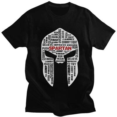 Custom Spartan Race Helmet Tshirt for Men Short Sleeves T Shirt Fashion Sparta Spirit Tshirts Loose Fit Pure Cotton Tees Gift