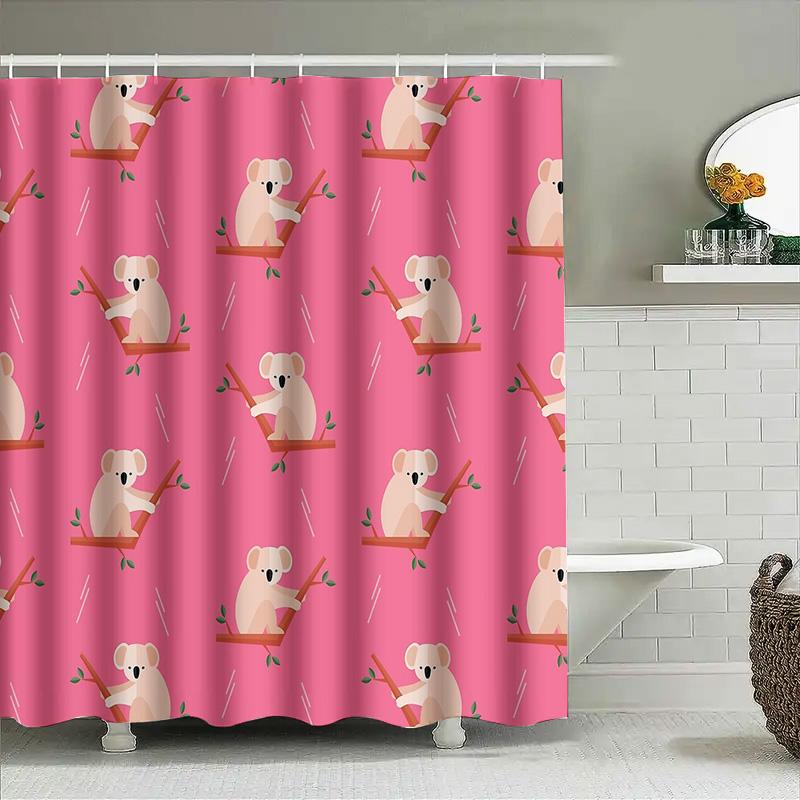 Cute Koala Shower Curtain Tropical Forest Animal Bathroom Decor Waterproof Fabric Washable Modern Vintage Home Decor