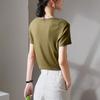 U-neck short sleeved t-shirt for women in summer 2025, fashionable and versatile, slimming solid color casual top