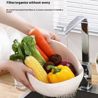 1PC-Kunststoff-Sieb Reisschüssel Abtropfkorb Obstschale Waschen Abtropfkorb mit Griff Waschkorb Home Kitchen Organizer