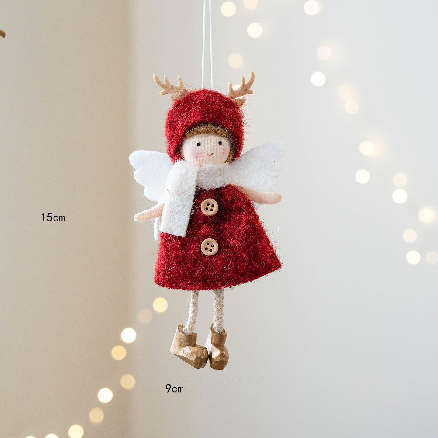 

1PC Deer Antler Angel Girl Pendant Charm Cute Cartoon Plush Pendant Small Gift Christmas Tree Decoration Pendant Christmas Decoration