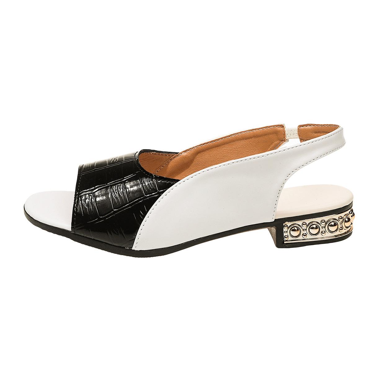 

Women s Summer New Color Block Low Heel Sandals Plus Size Open Toe Heeled Sandals 42 чорний