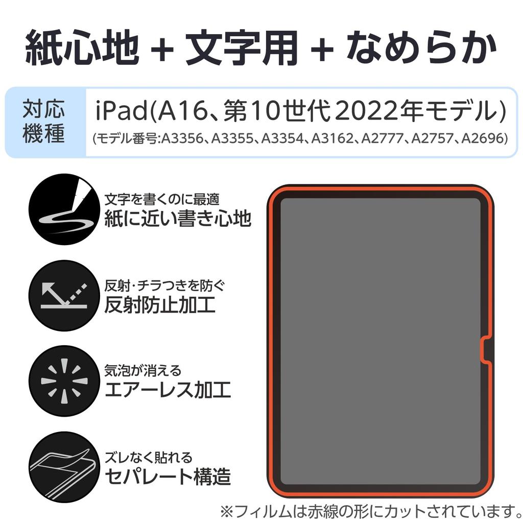ELECOM iPad A16 11th Generation 2025 10th Generation Film Paper Texture For Text Smooth Type 11-inch 10.9-inch (2022) Anti-Reflection TB-A25RFLAPNS