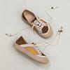 Johnature Mixed Colors Casual Lace-up Flats Genuine Leather Versatile Soft Soled Women's Shoes
