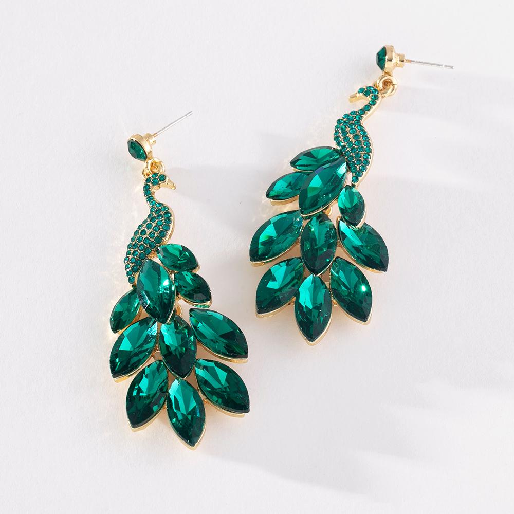 

Pinkdudu 2023 модные зеленые серьги-подвески со стразами и павлином, романтические роскошные серьги с блестящими цирконами для женщин, ювелирные изделия PD1230 зелёный