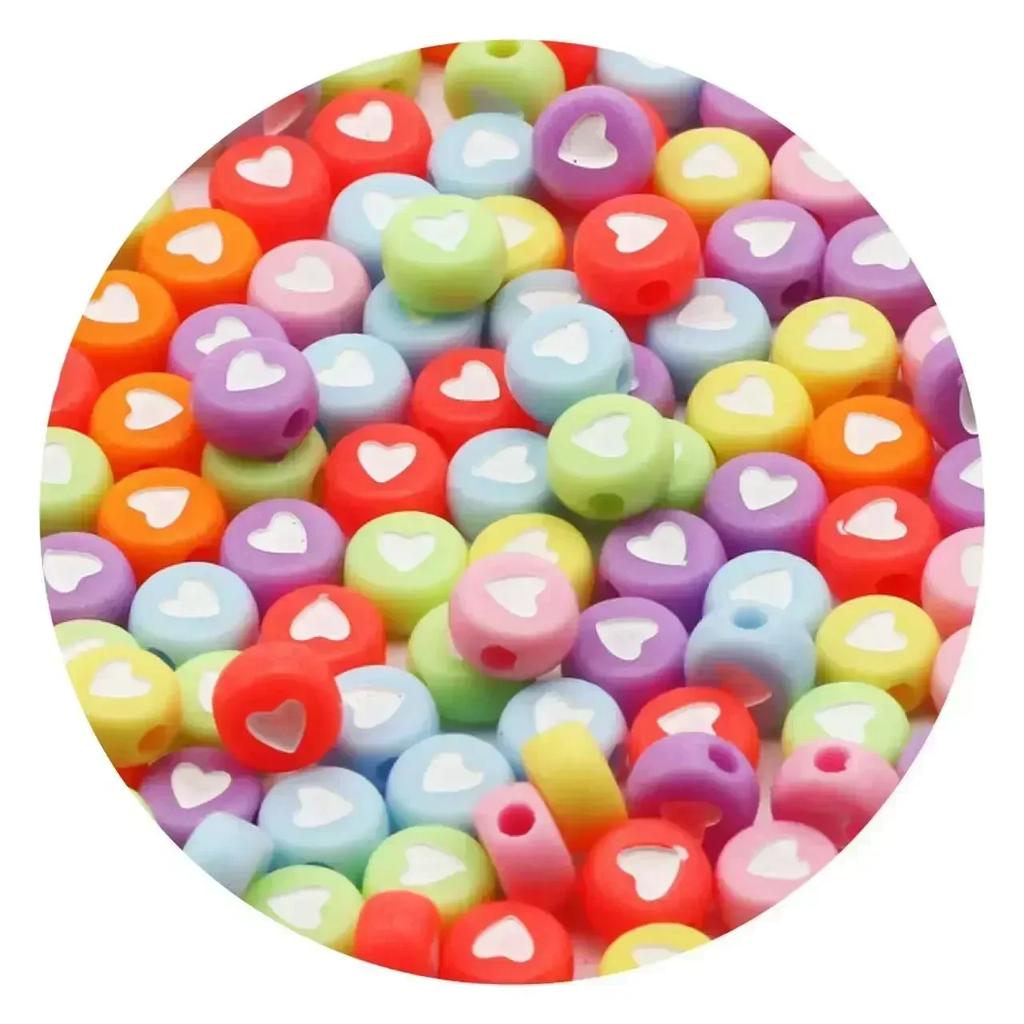 100-500PCS Love Heart Beads Acrylic Colorful Loose Spacer Beads for Jewelry Making DIY Handmade Bracelet Earrings Accessories