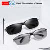 Men Fashion Fit Rimless Sunglasses Photochromic Sun Glasses Color Changing Polarized Fishing Car Driving Yellow Glasses